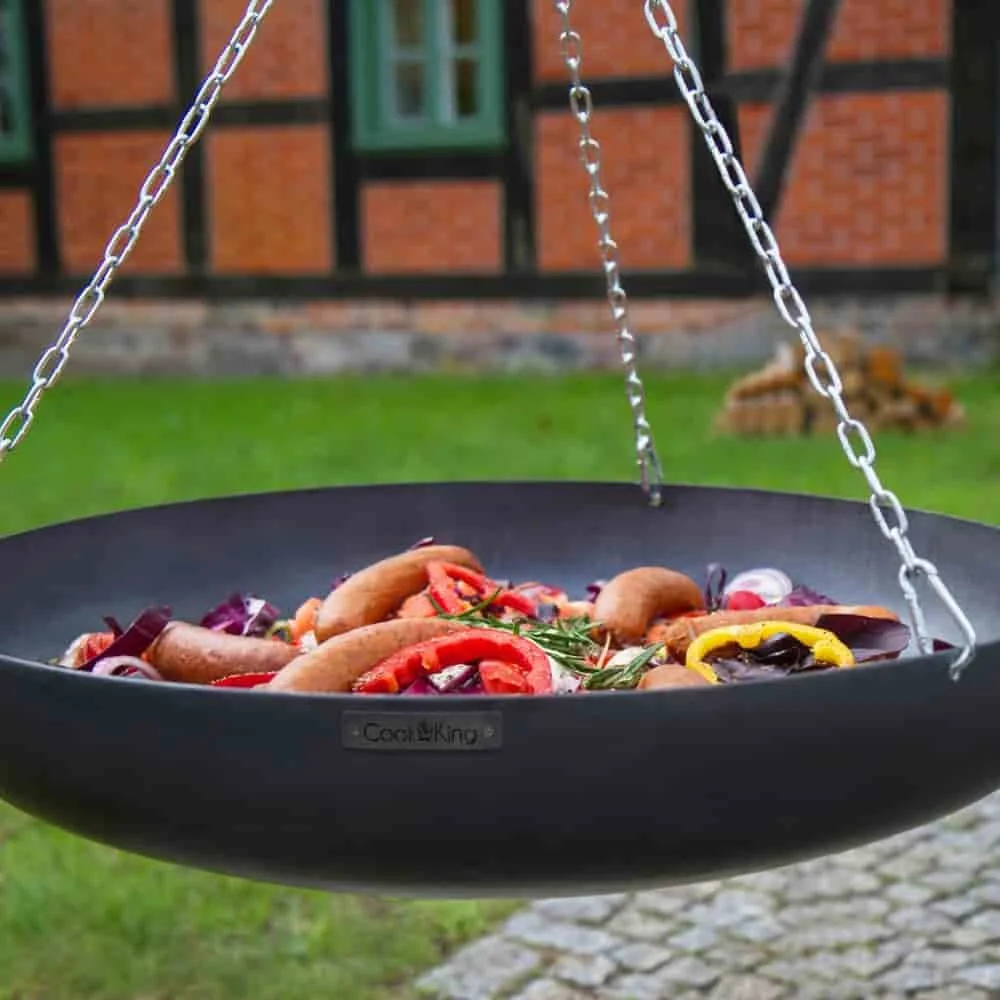 "Wok 60 cm, Outdoor Wok Set, Dreibein 200 cm, Grill Dreibein, Naturstahl image"