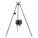 Gusseisenkessel Set, Dreibein Grill, 6L, mit Kurbel, Feuerkessel