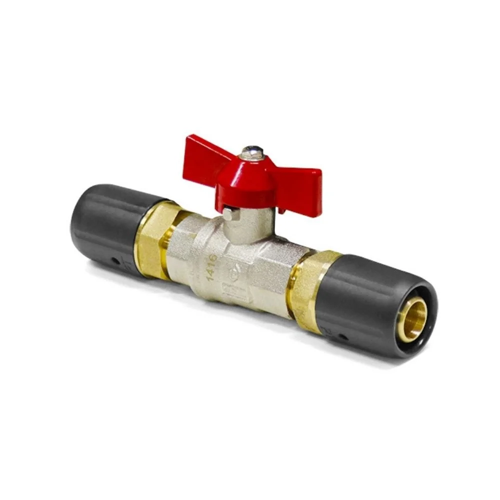 "Steckfitting Kugelhahn für Heizung (kein DVGW) 16 x 2 auf 16 x 2 rot image"