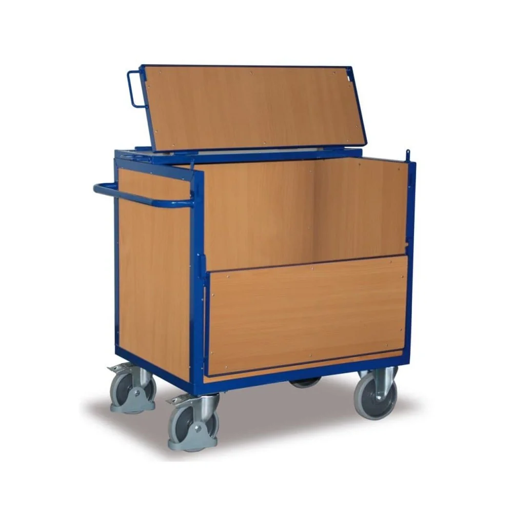 "Kastenwagen mit Deckel, Transportwagen, 500 kg Traglast, blauer Werkstattwagen image"