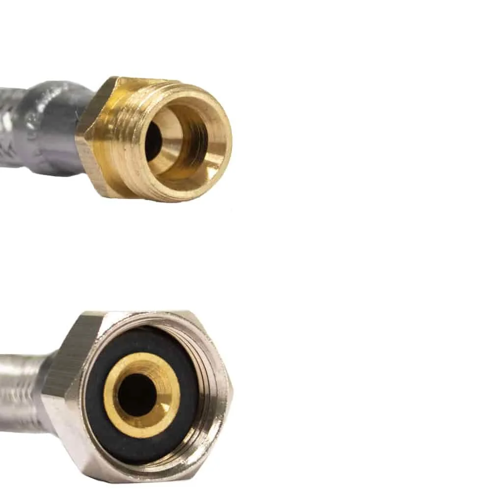 "Panzerschlauch, Edelstahl, Flexschlauch, 3/8" AG x 1/2" ÜM, 800 mm, DVGW image"