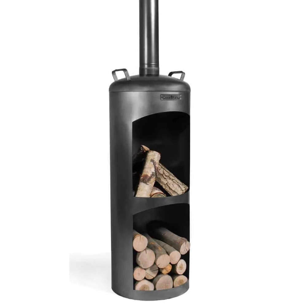 "Gartenkamin Stahl, Faro, mit Holzfach, 18.5kg, Aussenkamin image"