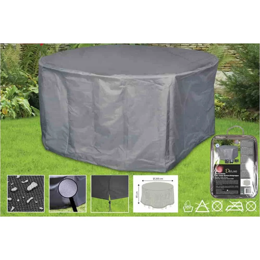 "Schutzhülle Gartenmöbel rund, Abdeckplane Sitzgruppe, 200x95cm, wasserdicht image"