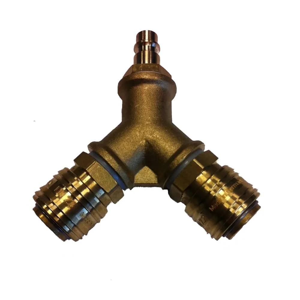 "Druckluftverteiler 2 fach, Messing Verteiler Set, 3/8 Kupplung, Kupplungen, Stecker image"