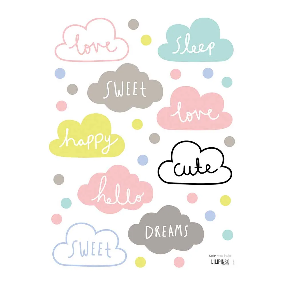 Lilipinso Wandsticker Wolken mit Schrift