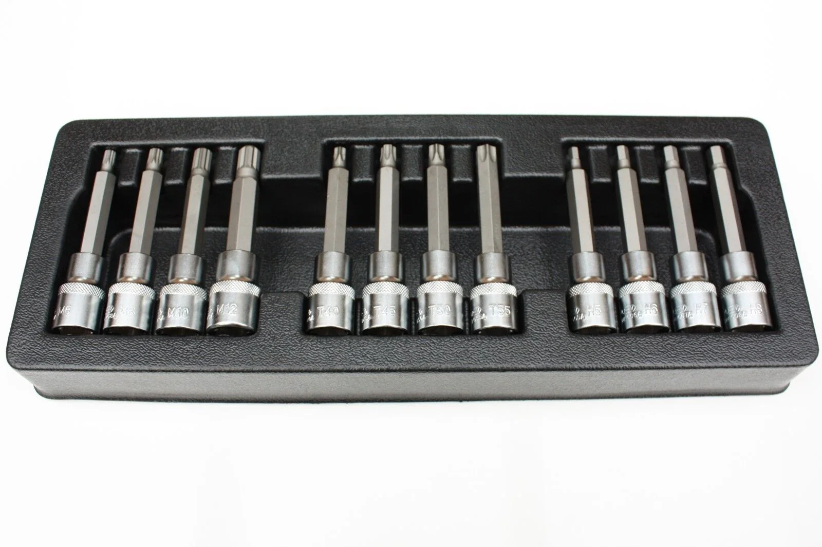 "Bit Set, Stecknuss Set, 12-teilig, H5-H8, T40-T55, M6-M12, S2 Stahl, Industriequalität image"
