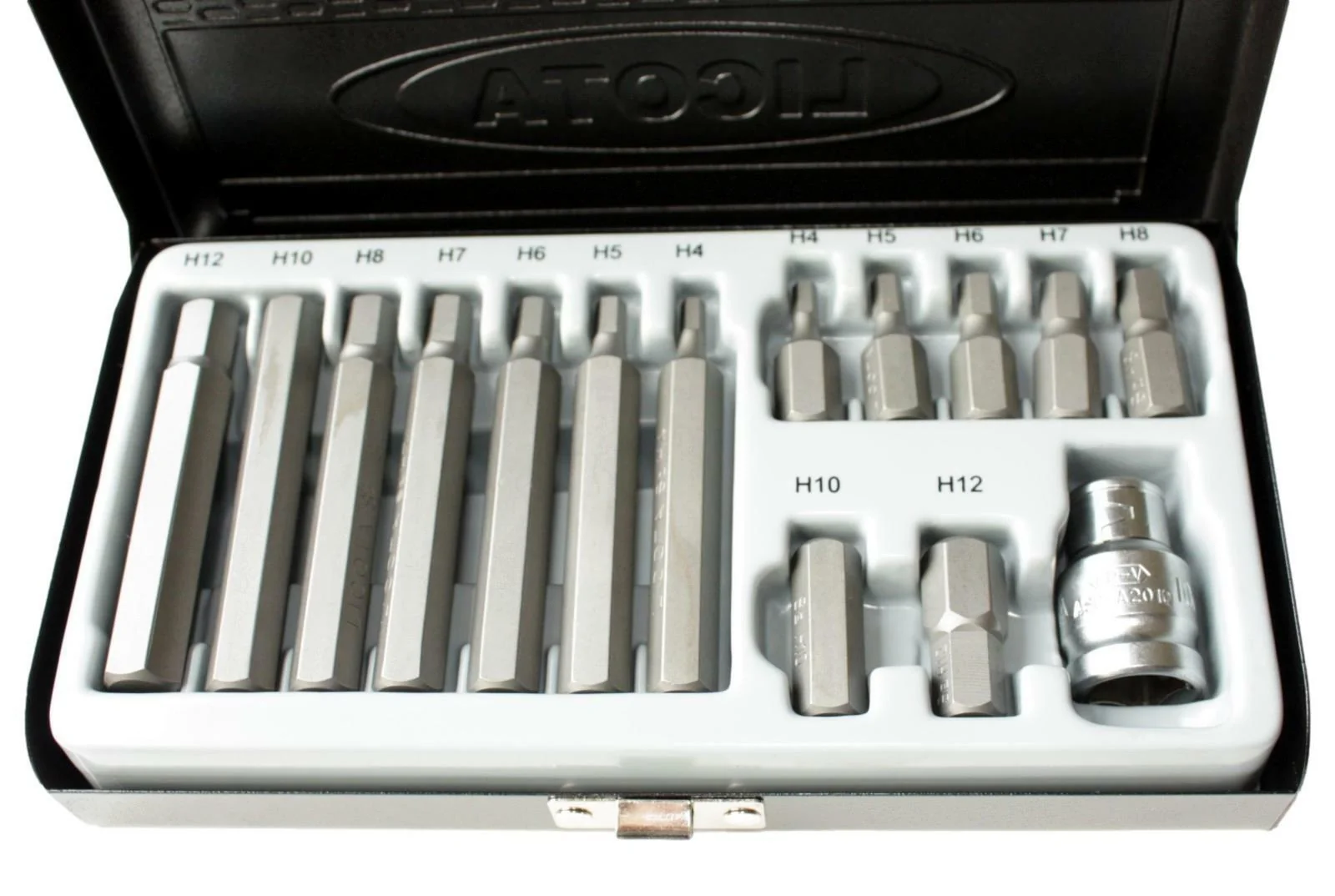 "Bit Set, S2 Stahl, 3/8 Zoll, 10mm HEX, H4-H12, 30+75mm,  Bit Halter image"