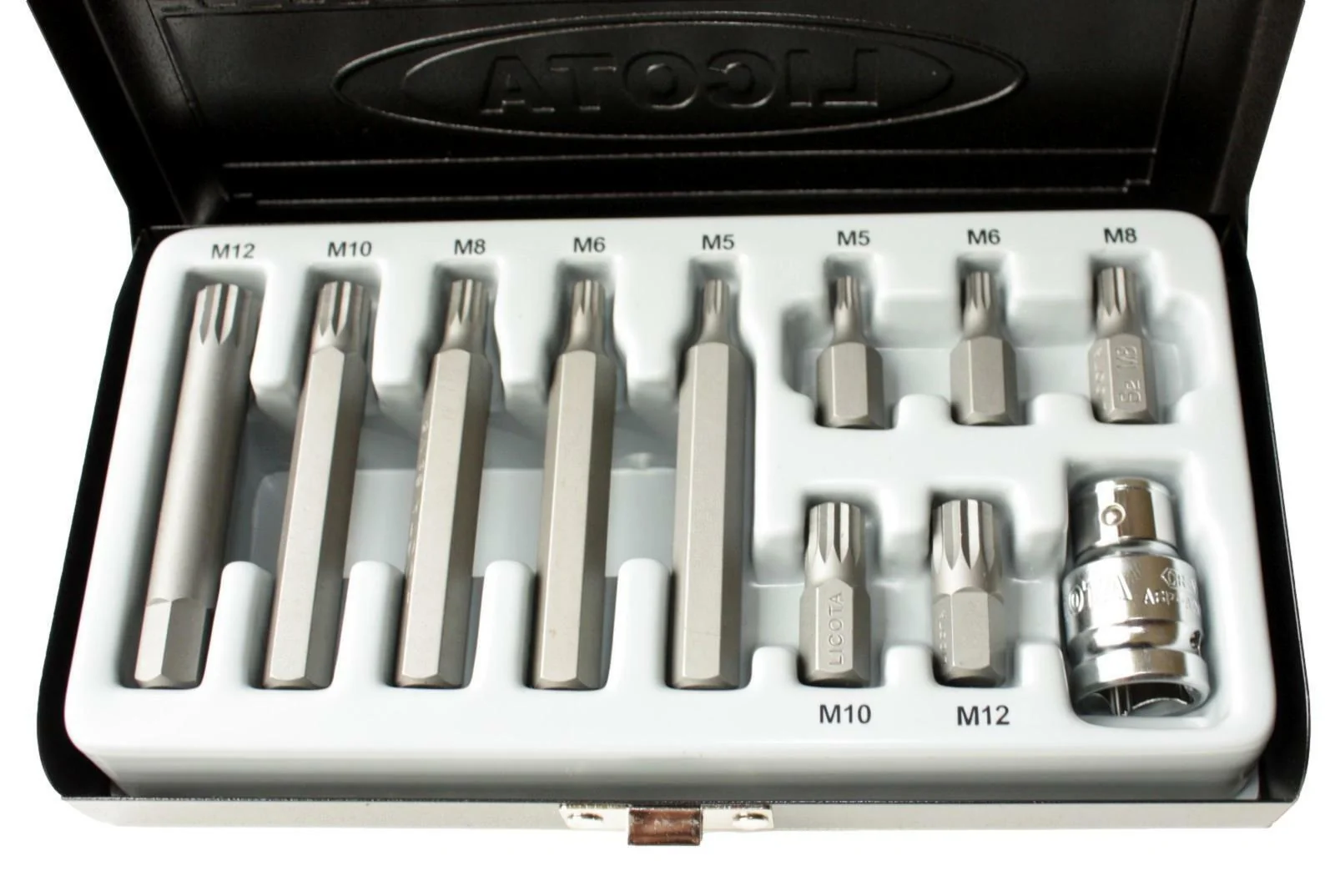 "Bit Satz, Vielzahn, Spline, S2 Stahl, M5-M12, 3/8 Zoll, mit Halter image"