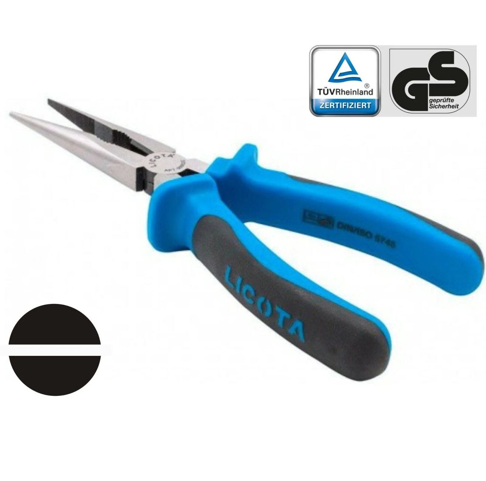 "Spitzzange, Flachrundzange, 140mm, DIN ISO 5745, GS geprüft image"