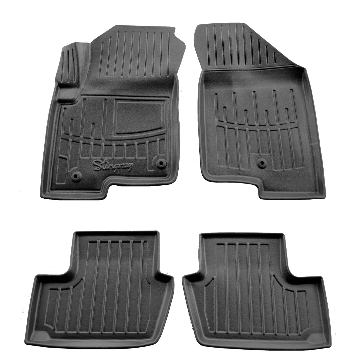 "Gummifußmatten Auto für JEEP Patriot (2007-2016), 3D, passgenau, rutschfest, geruchsneutral, 2 Clips image"
