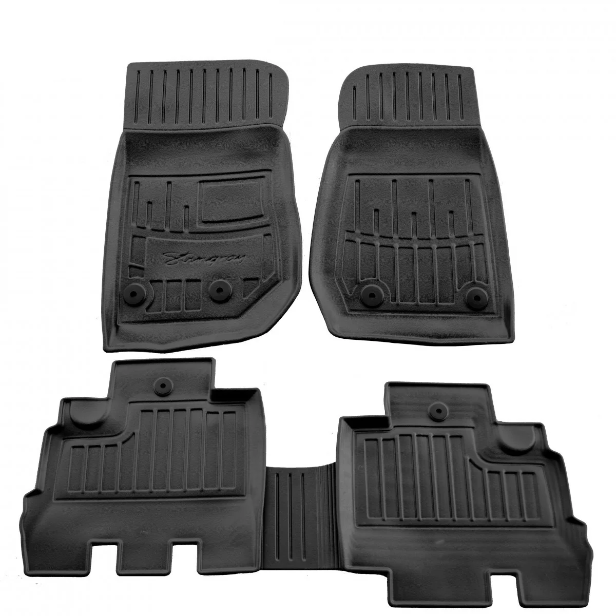 "Gummifußmatten Auto 3D für JEEP Wrangler JK 5-Türer (2007-2018), passgenau, Polyurethan, mit hohem Rand image"